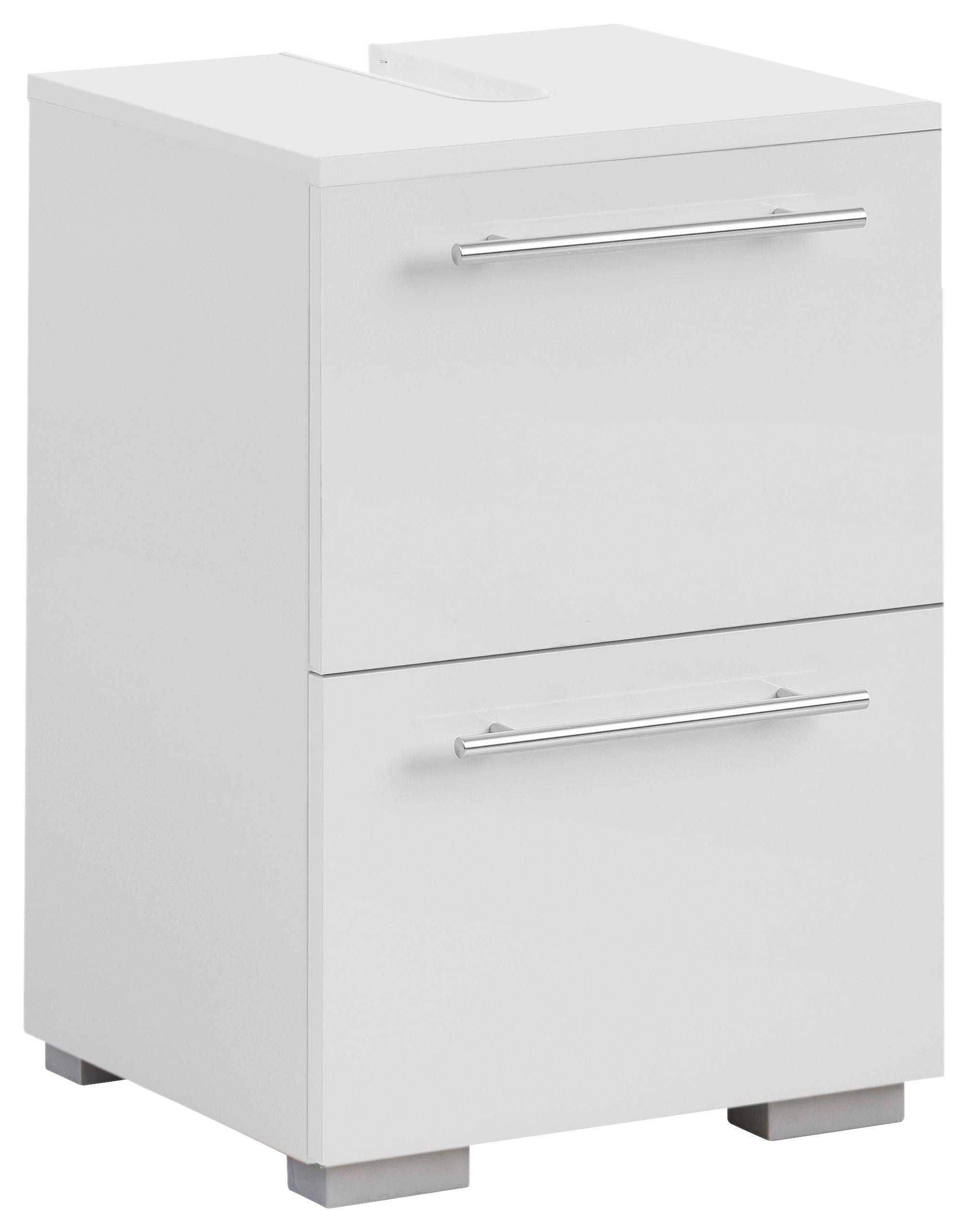 Waschbeckenunterschrank CARLOS Weiß B: ca. 40 cm - Chromfarben/Silberfarben, KONVENTIONELL, Holzwerkstoff/Metall (40,2/59,1/35cm) - MID.YOU