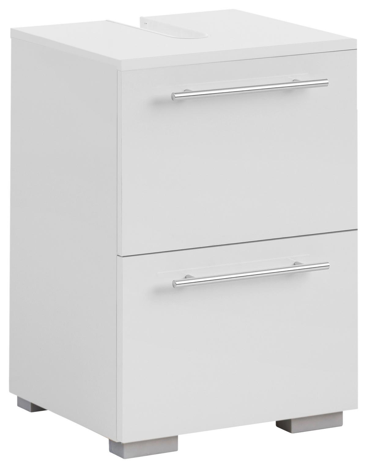 Waschbeckenunterschrank CARLOS Weiß B: ca. 40 cm - Chromfarben/Silberfarben, KONVENTIONELL, Holzwerkstoff/Metall (40,2/59,1/35cm) - MID.YOU