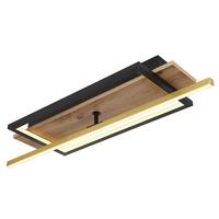 LED-DECKENLEUCHTE 67296D - Dunkelbraun/Messingfarben, Design, Holzwerkstoff/Kunststoff (60,5/20/9cm) - Globo