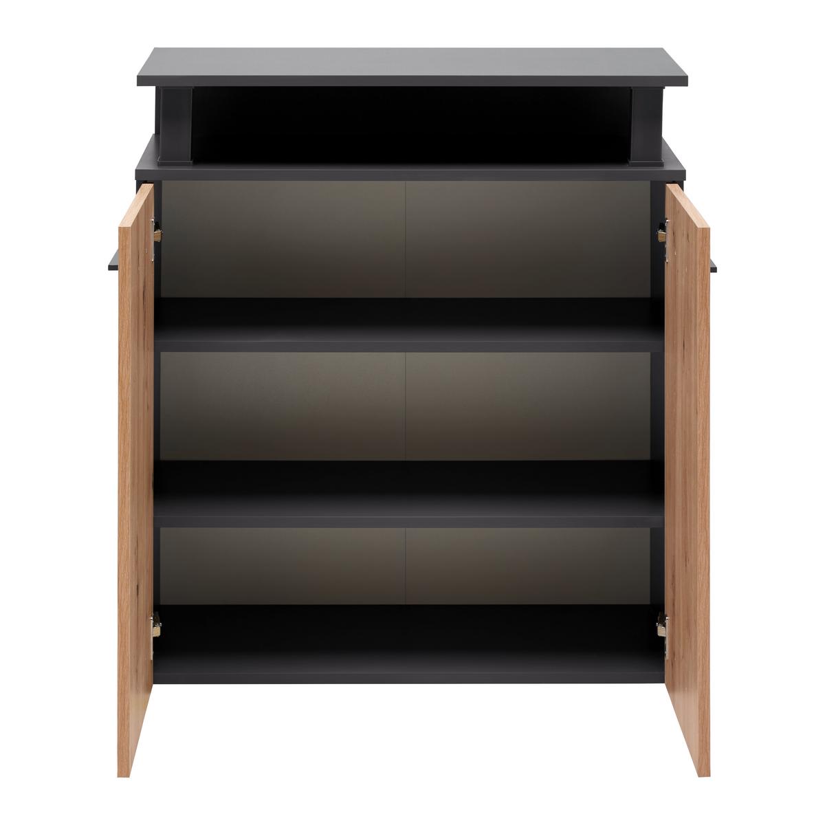 Kommode Montana Anthrazit/Eiche Artisan - Anthrazit/Schwarz, Modern, Holzwerkstoff/Kunststoff (78/90/38cm) - Mömax
