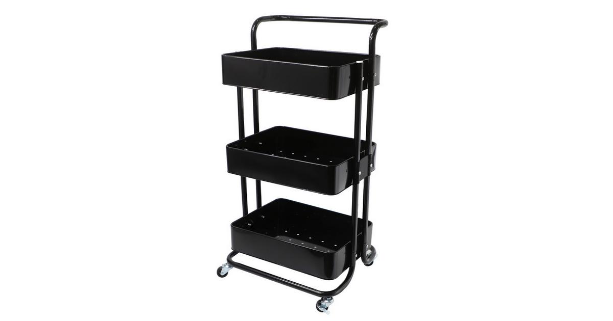 LDHTHOPI Servierwagen MAX 250 Kg – Werkstattrollwagen, 84,5x41,5x85 Cm, Mit Haken, Kunststoff, Schwarz