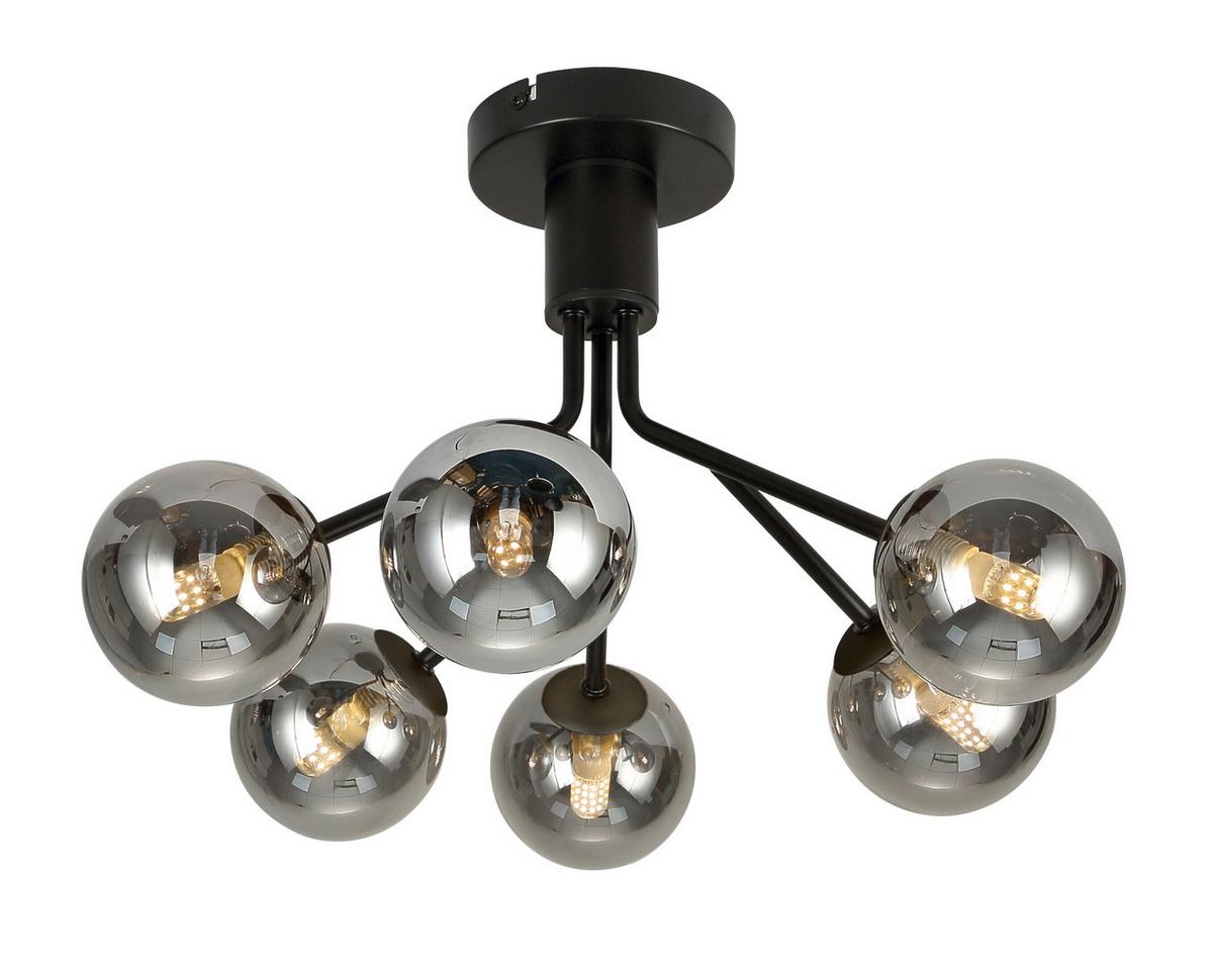 Deckenleuchte Ovo in Schwarz/Chrom max. 15 Watt - Schwarz, MODERN, Glas/Metall (46/30cm) - Mömax