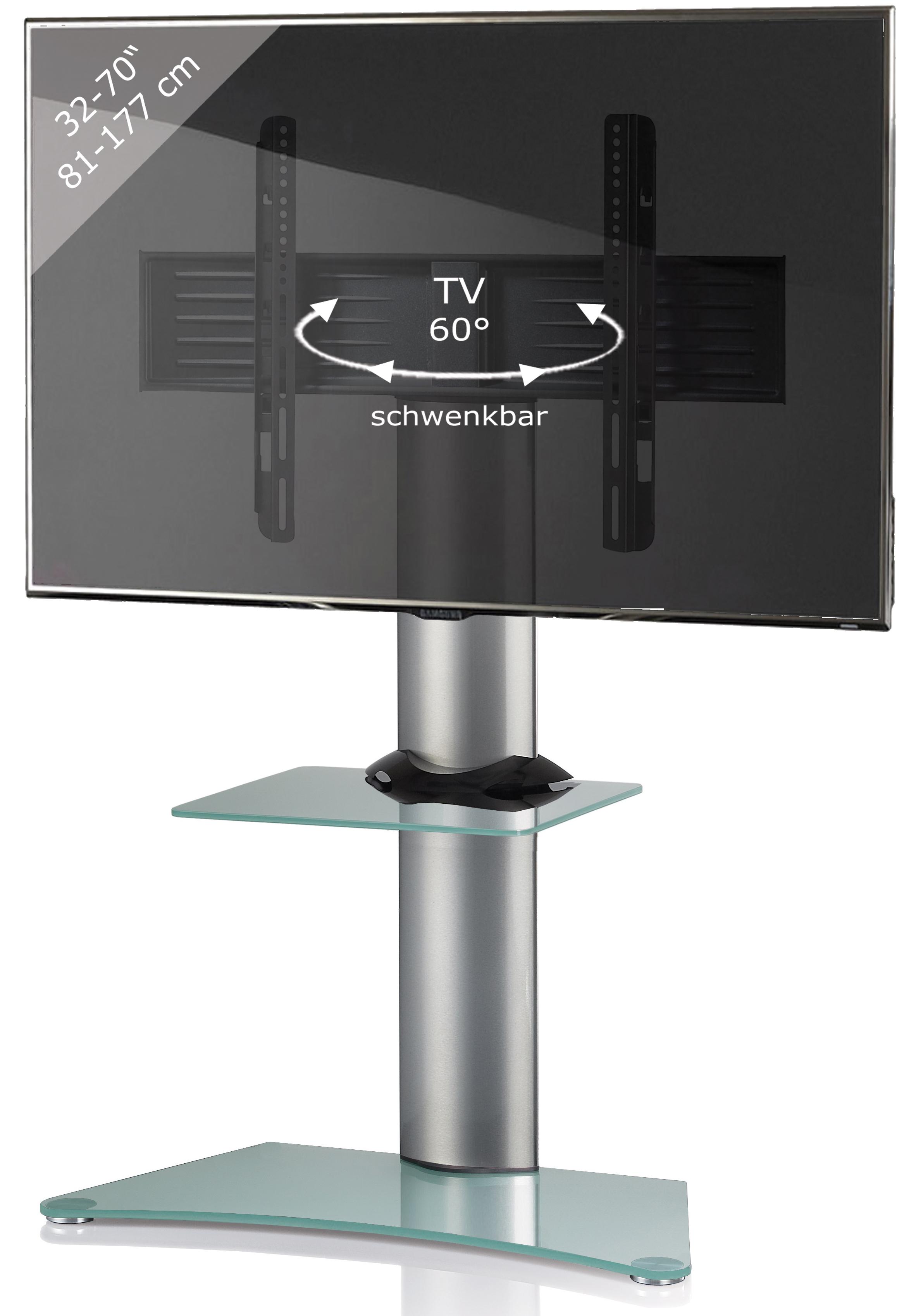 TV-Rack Zental ca. 80x111 cm Silber/Transpar. - Klar/Silberfarben, KONVENTIONELL, Glas/Metall (80/111/40cm) - MID.YOU