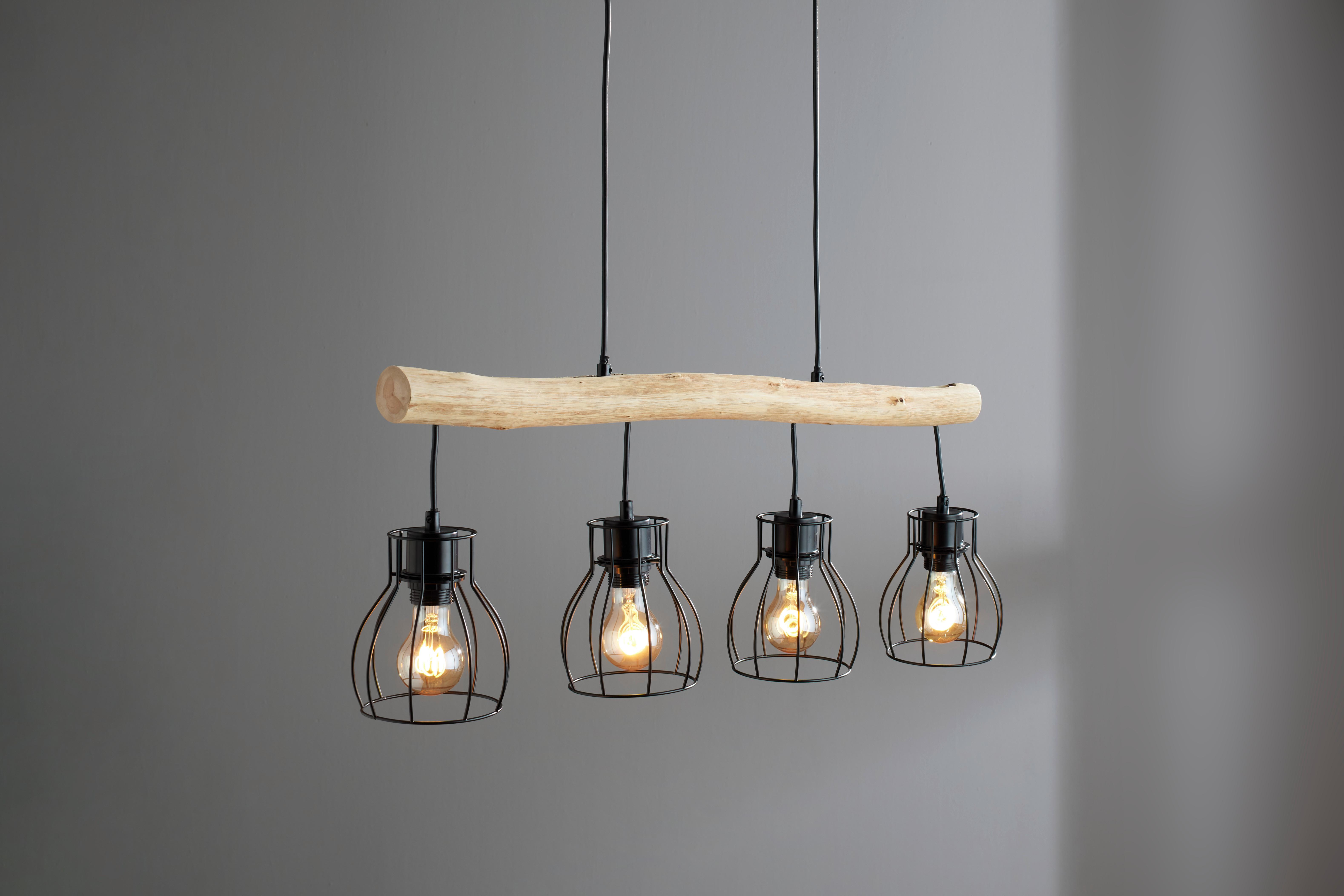HÄNGLAMPA GIDI 2 - svart, Romantik / Lanthus, metall/trämaterial (82,5/13,6/140cm) - Mömax