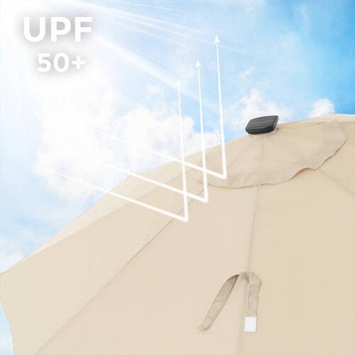 Sonnenschirm Beige ca. 270x270cm - Beige/Schwarz, Basics, Textil/Metall (270/270cm) - Modante