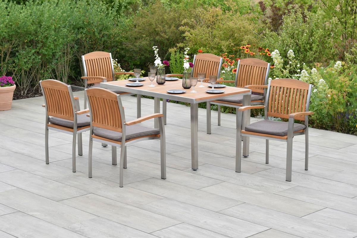 Vrtni Set Keros, 7-Delni - barve nerjavečega jekla/rjava, Moderno, kovina/tekstil - Gardenson