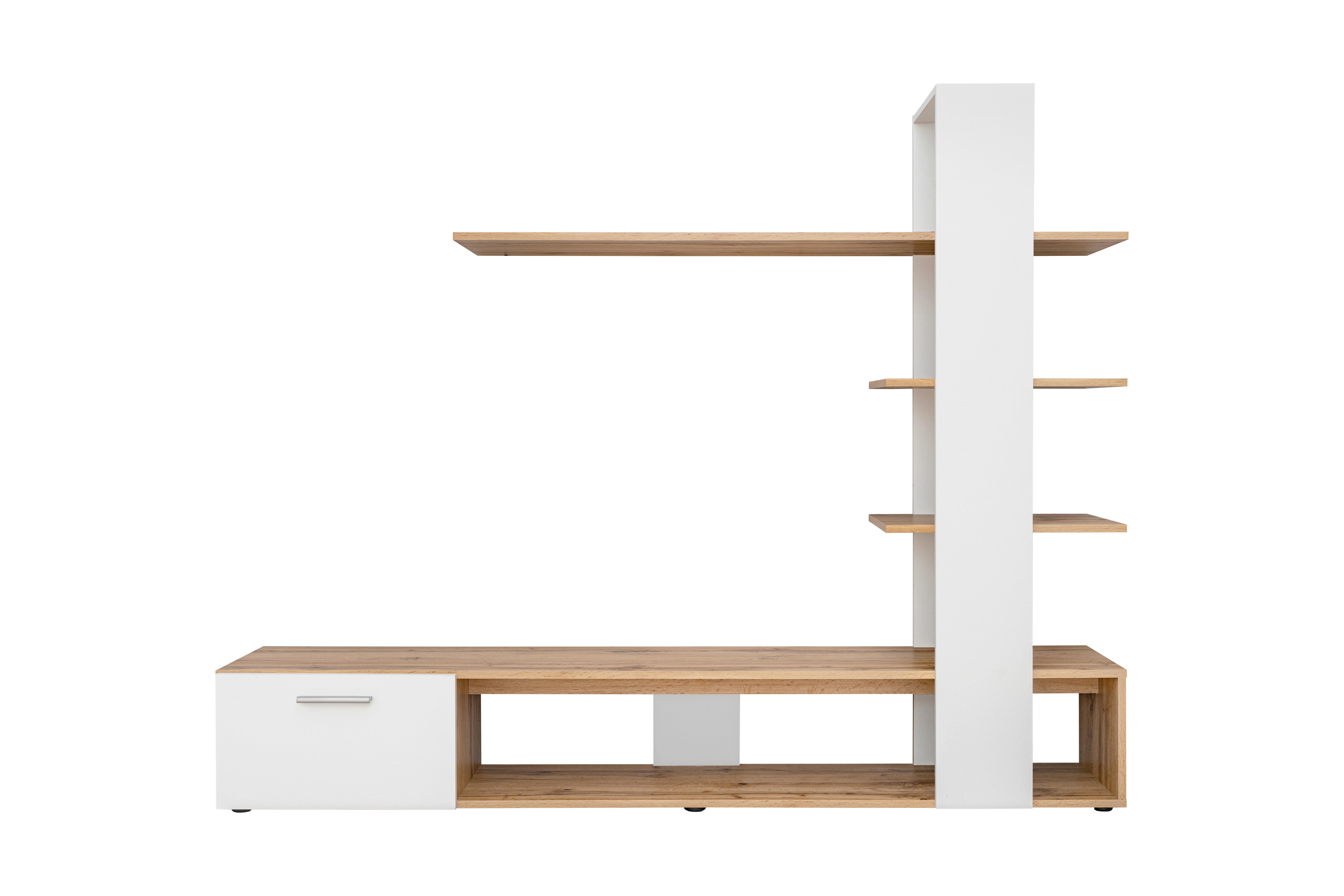 Wohnwand Eco Weiß/Eiche Wotan - Eiche Wotan/Weiß, MODERN, Holzwerkstoff/Kunststoff (190/152/35cm) - P & B