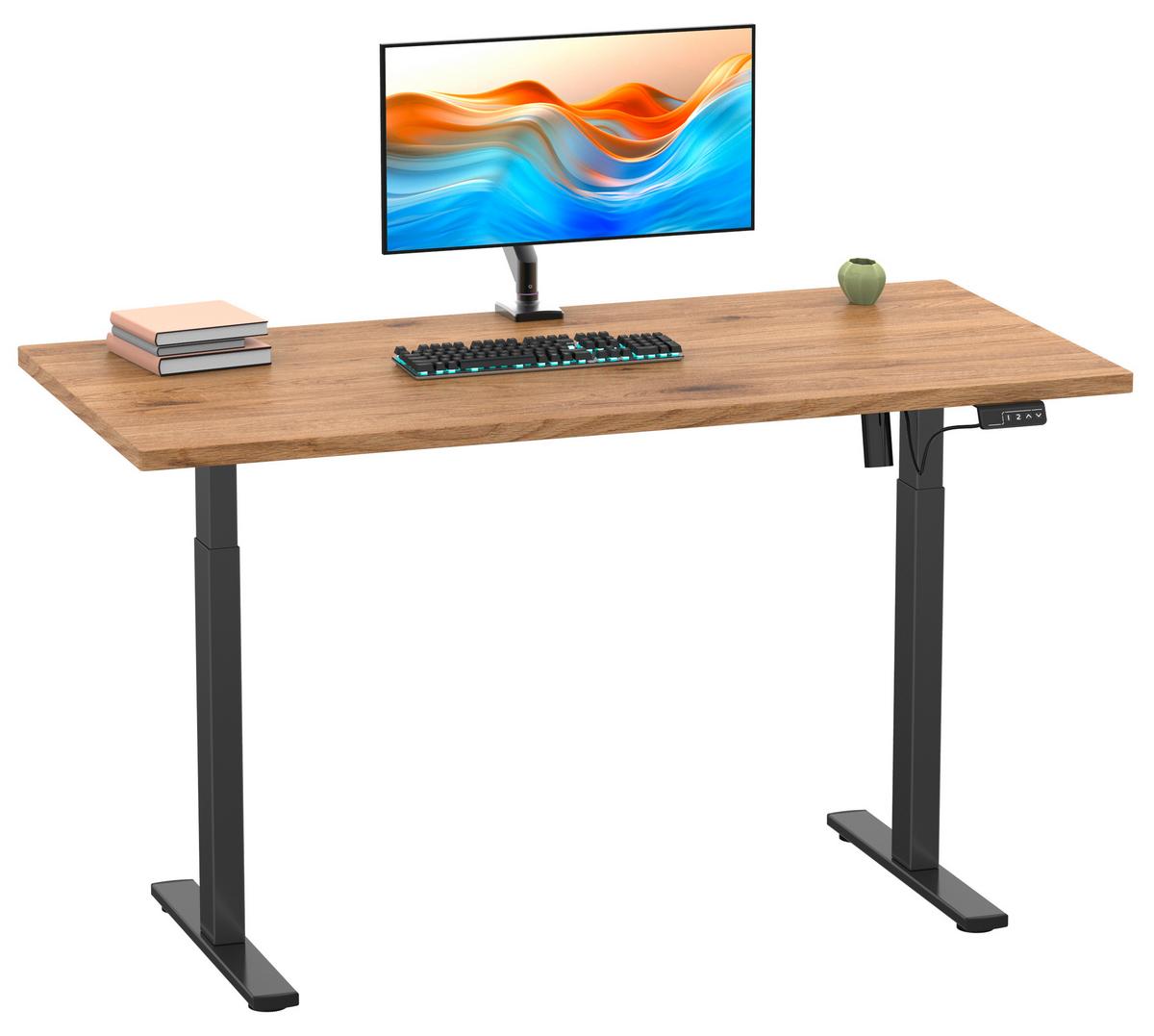 SCHREIBTISCH E-LONA - Honigeiche/Silberfarben, Design, Holzwerkstoff/Metall (110/71/80cm) - MID.YOU