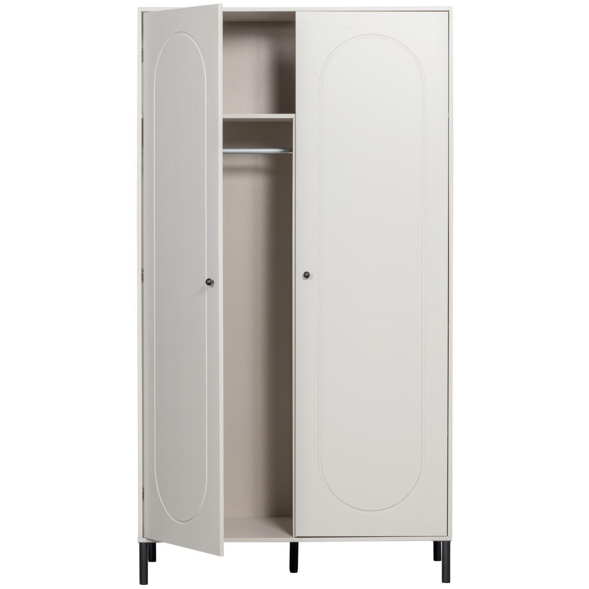 Drehtürenschrank Xina Grau - Schwarz/Grau, Basics, Holz/Metall (110/202/58cm) - MID.YOU