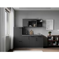 Küchenblock Oliver m. Geräten Grau - Grau, Trend, Holzwerkstoff/Metall (205cm) - Respekta