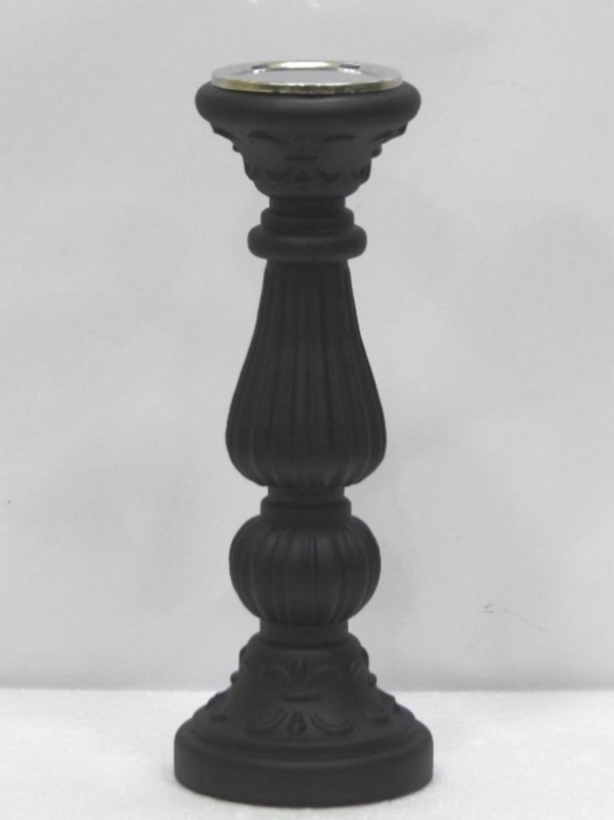 ŚWIECZNIK 89356 - czarny, Trend, szkło (14/14/38cm) - X-Mas