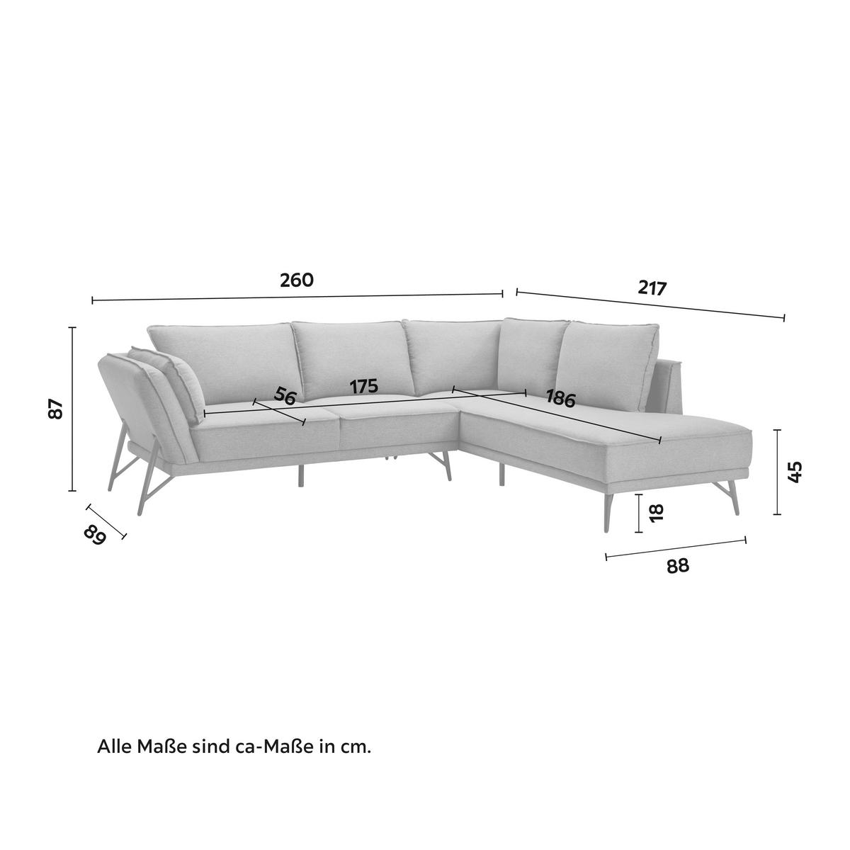 Kutna Garnitura Hanna - tamno siva/crna, Moderno, drvo/metal (260/87/217cm) - Bessagi Home