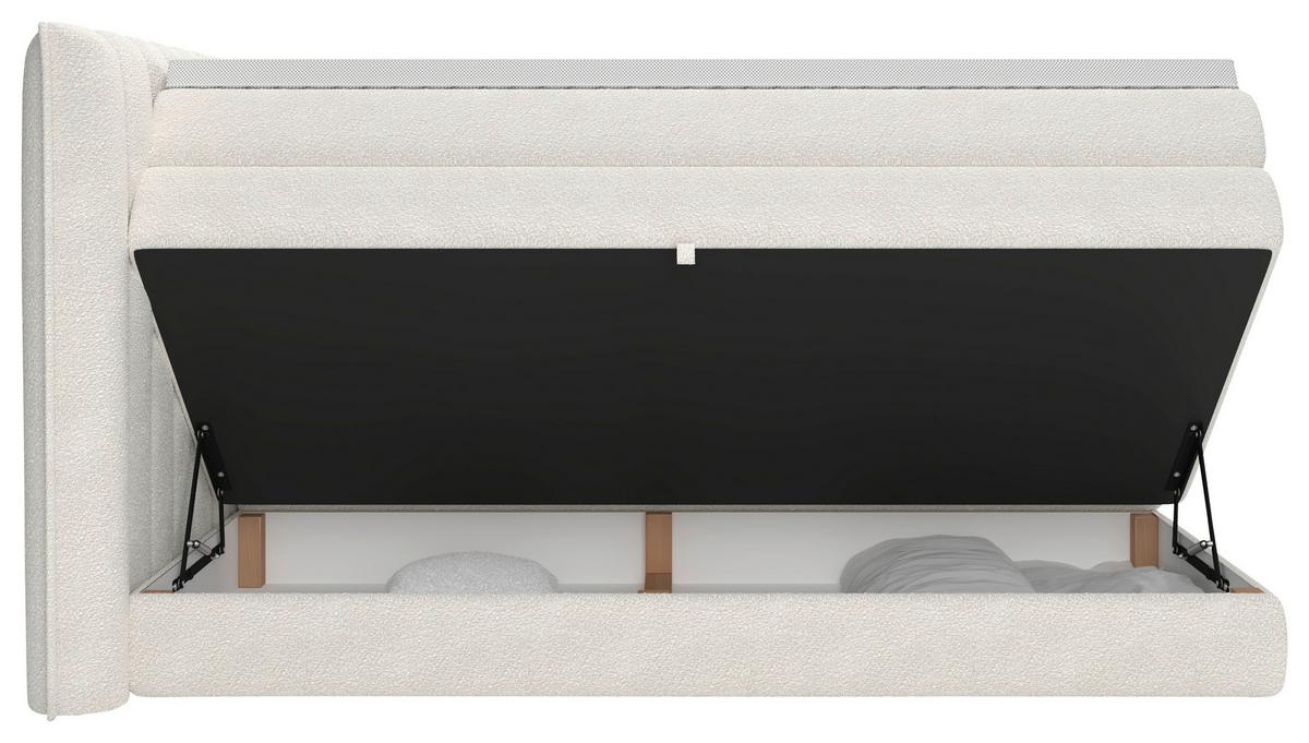 Boxspringbett Lina Creme ca. 160x200cm - Creme, KONVENTIONELL, Holz/Holzwerkstoff (160/200cm) - Premium Living