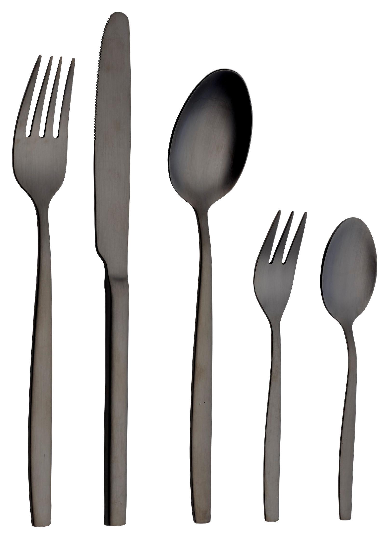 Jedilni Pribor Positano, 30-Delni - črna, Design, kovina - Echtwerk