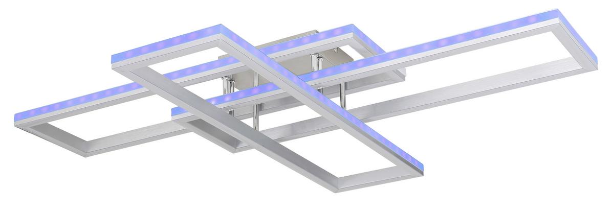 LED-Deckenleuchte Salmos Opal/Silberfarben max. 50 Watt - Silberfarben/Opal, Design, Kunststoff/Metall (100/69,5/13,5cm) - Globo