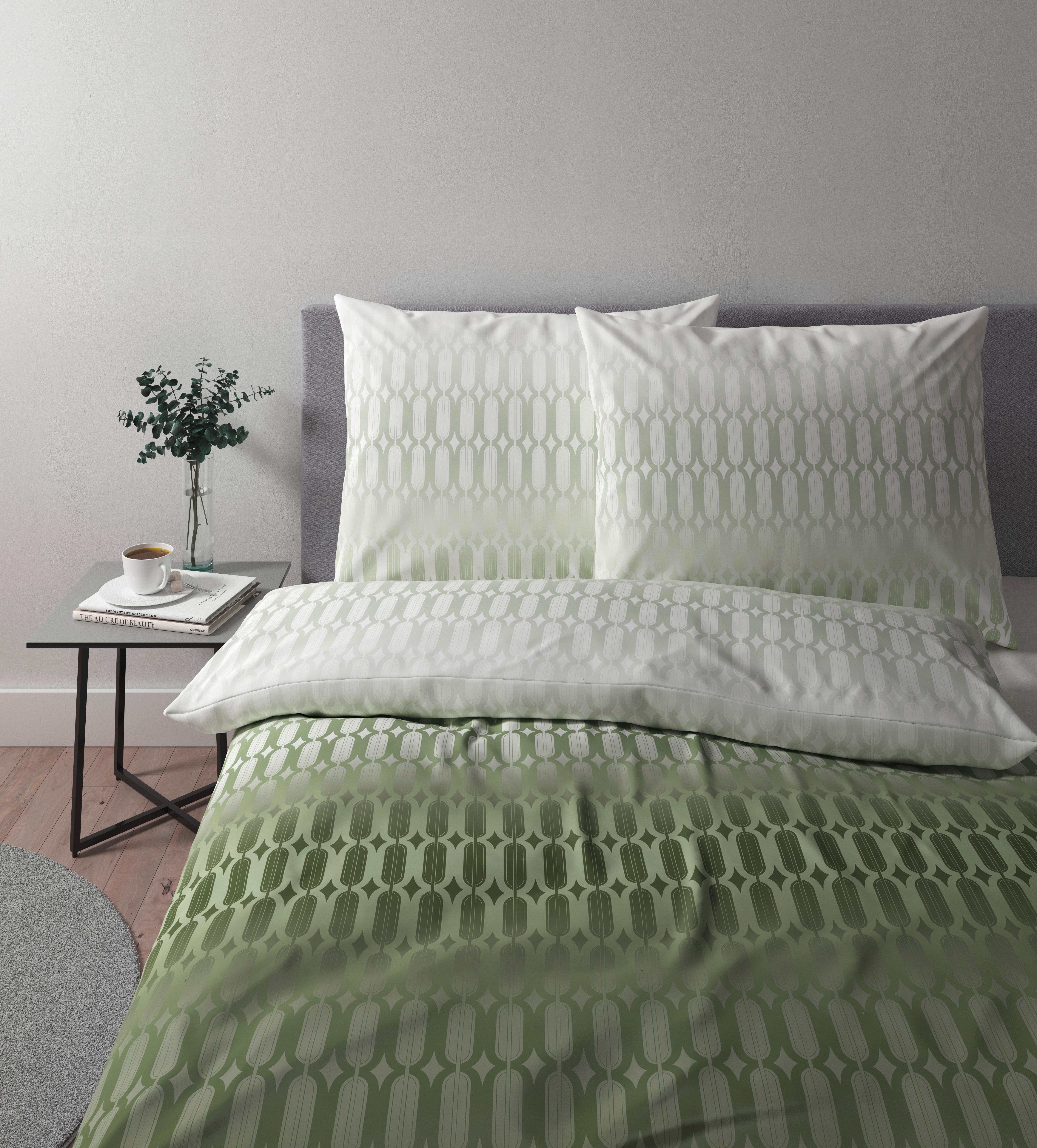 Bettwäsche Picol XXL in Grün ca. 200x220cm - Olivgrün/Grün, MODERN, Textil (200/220cm) - Premium Living