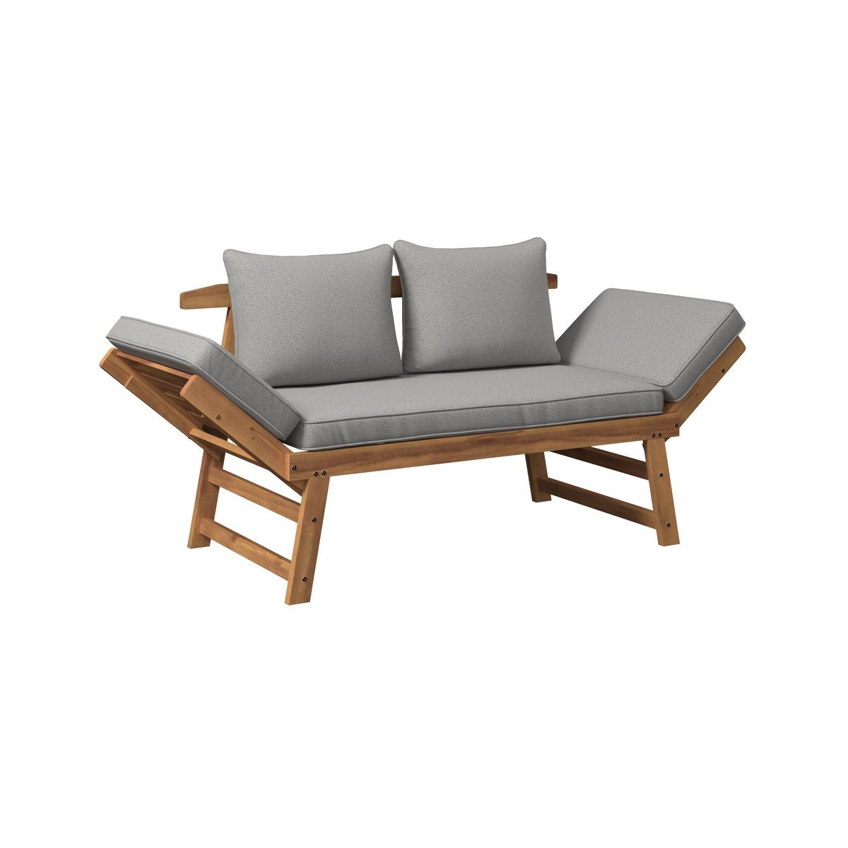 Bancă Pia - gri/culoare lemn acacia, Modern, lemn/textil (190/75/68cm) - Bessagi Garden