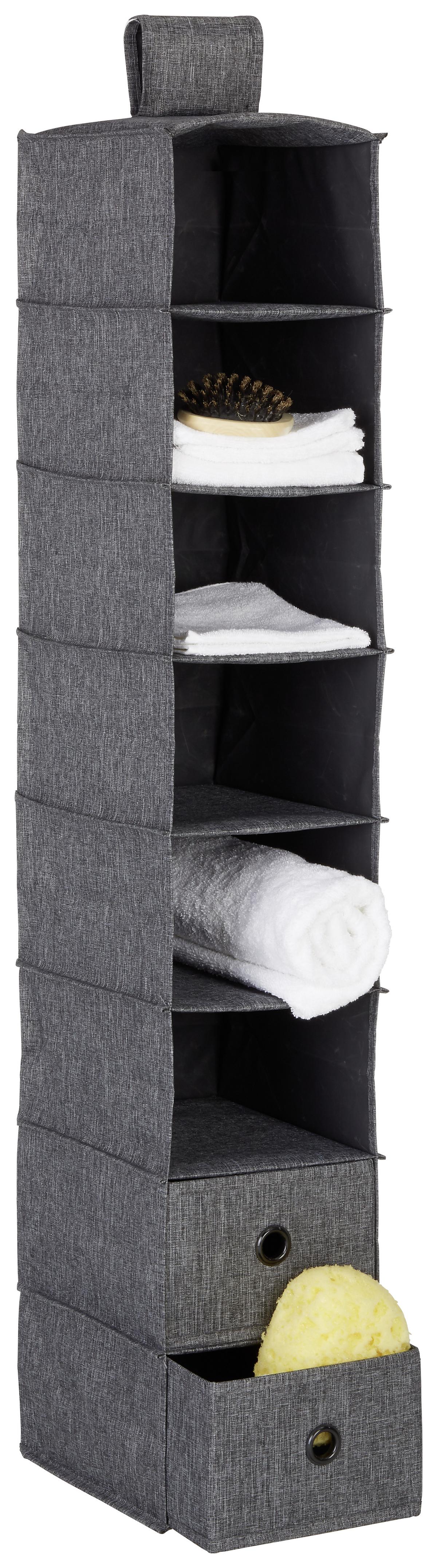 Viseči Organizator Nahla -Sb-, Siva, 8 Predelkov - siva, Konvencionalno, tekstil/leseni material (24/23/100/12/19/18cm) - Mömax
