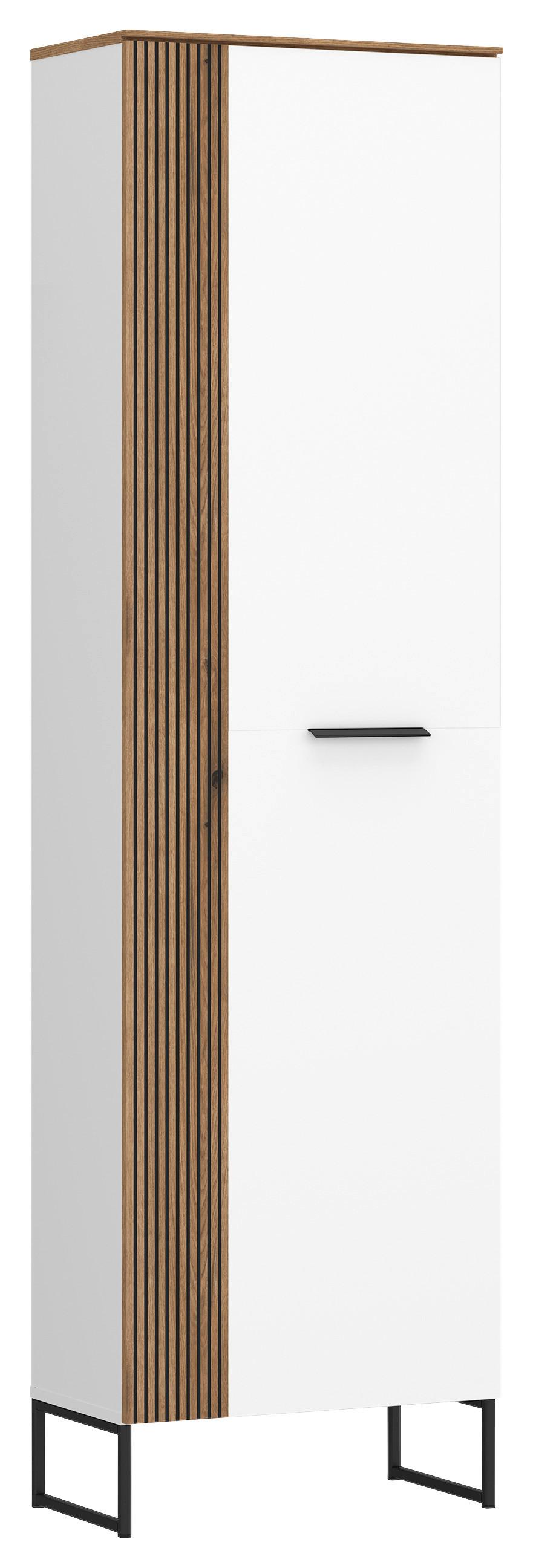 Dulap pentru pantofi ALADIN - alb/culoare lemn stejar, Modern, material pe bază de lemn (55/199,9/35cm) - Modern Living