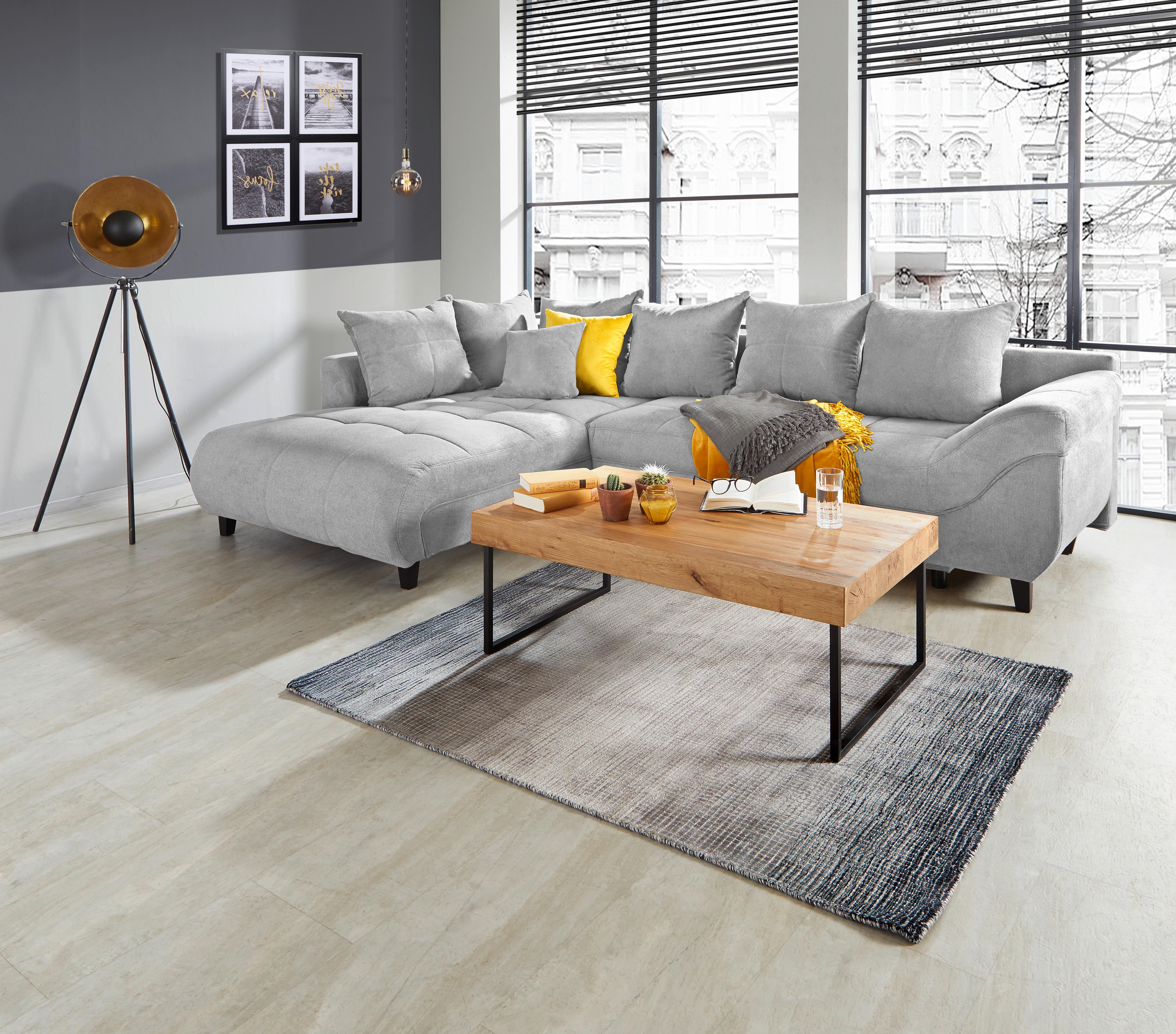 Kutna Garnitura Mendoza - srebrne boje/crna, Design, tekstil/drvo (197/309cm) - Modern Living