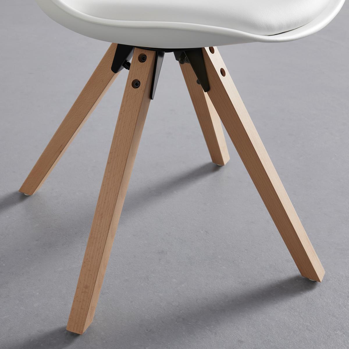 KRZESŁO RICKY 2 - kolor bukowy/biały, Modern, tworzywo sztuczne/drewno (56/85/49cm) - Bessagi Home