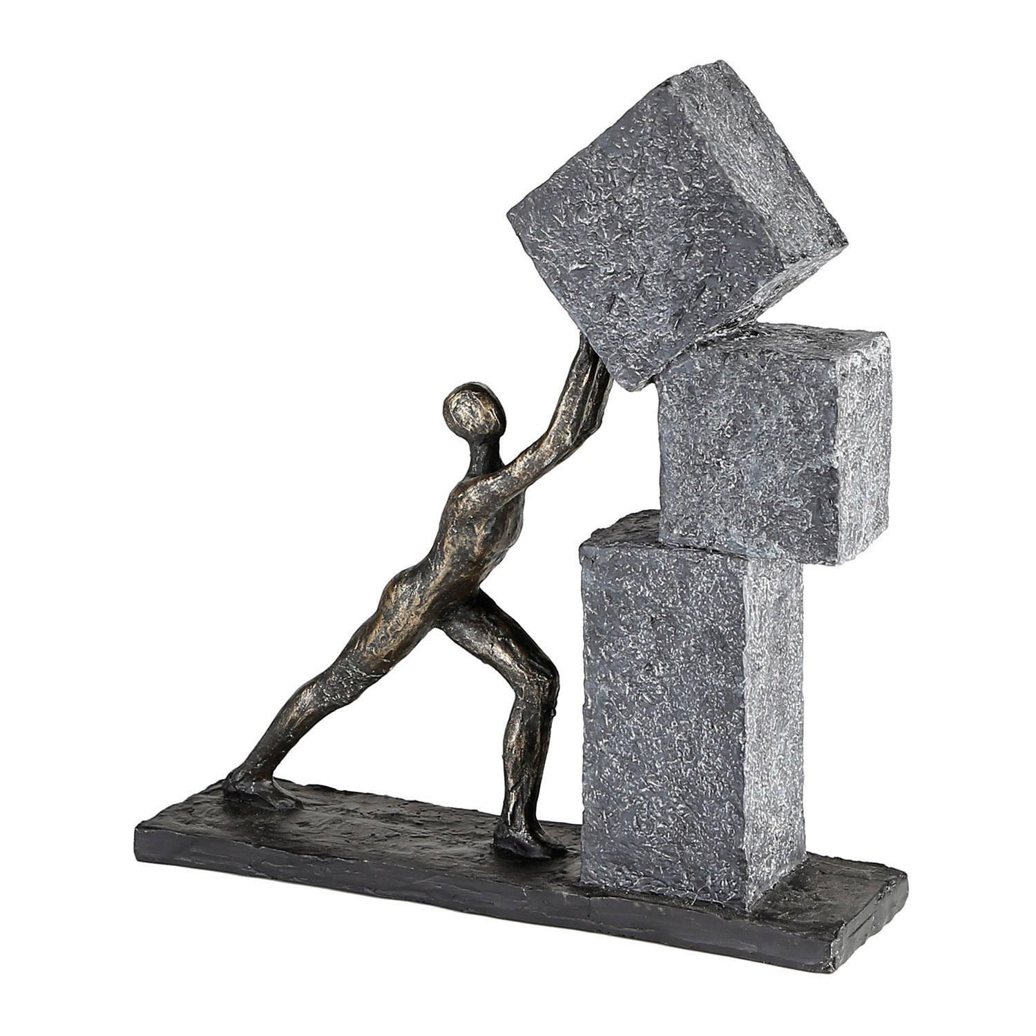 Skulptur Grau/Silberfarben - Silberfarben/Grau, Basics, Kunststoff (28/30,5/7cm)