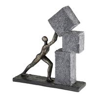 Skulptur Grau/Silberfarben - Silberfarben/Grau, Basics, Kunststoff (28/30,5/7cm)