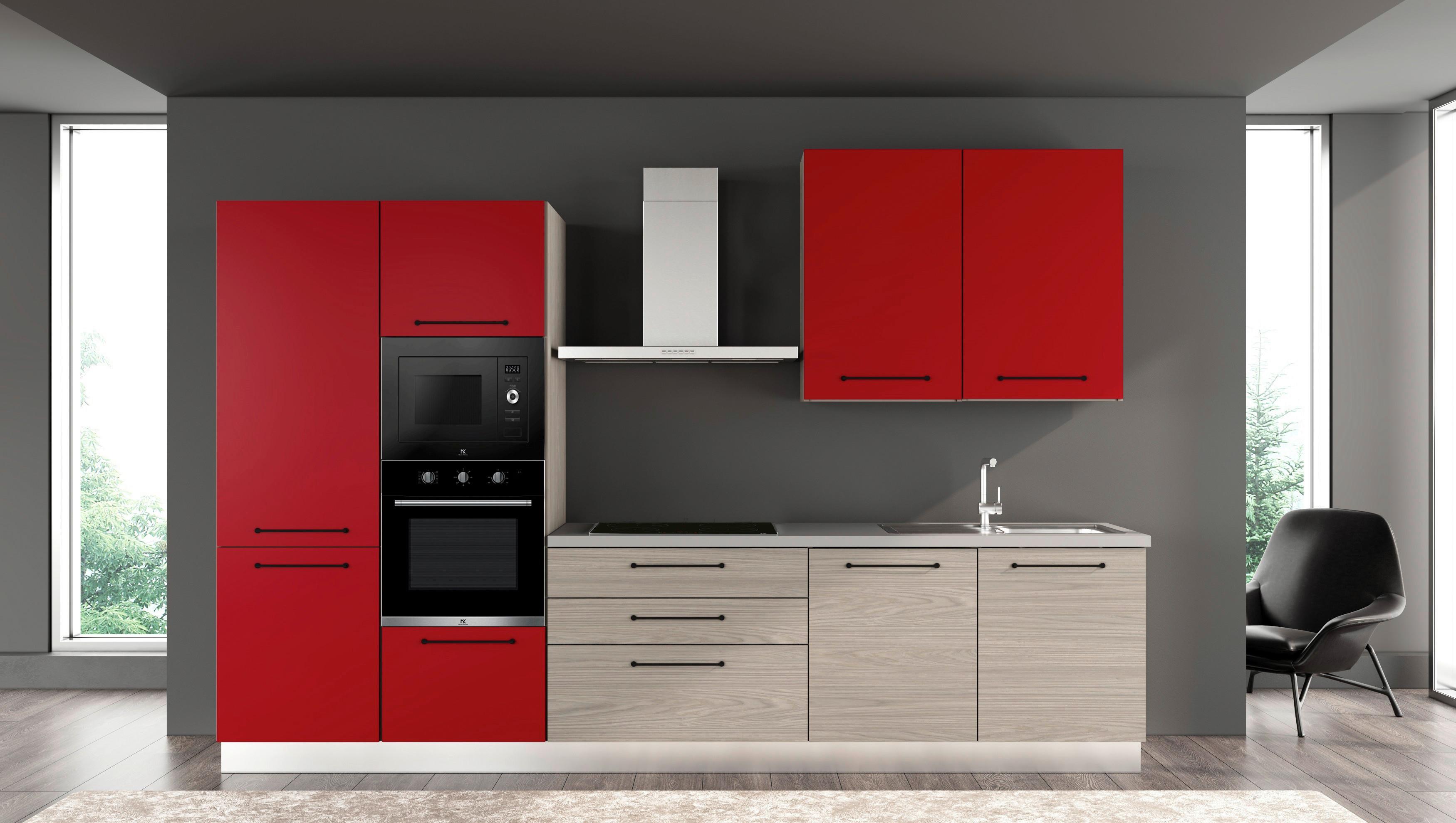 Kuhinjski Blok Line, Z Aparati, 330 Cm - siva/črna, Moderno, kovina/leseni material (330/60/216/240cm) - Mömax