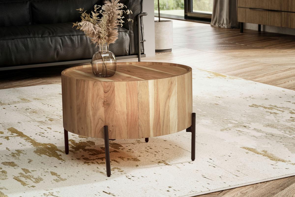COUCHTISCH WL6.844 - Schwarz/Akaziefarben, Design, Holz/Metall (60/60/41cm) - MID.YOU