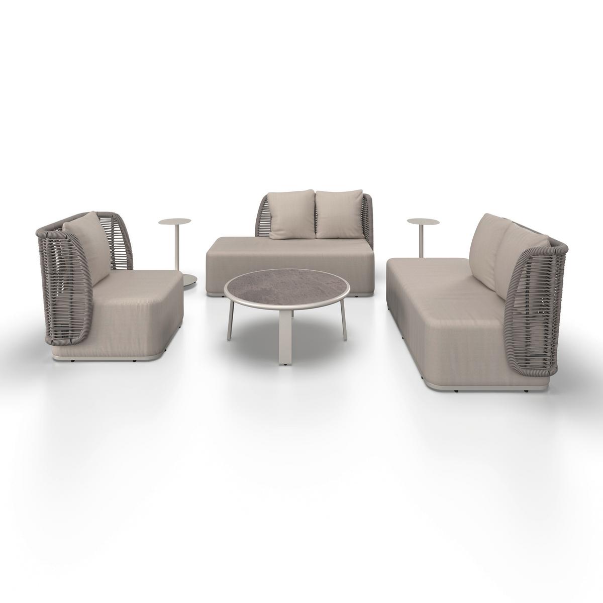 Gartenlounge Marino Hellgrau Textil/Metall - Dunkelgrau/Hellgrau, Modern, Kunststoff/Textil (153/81/76cm) - Bessagi Garden