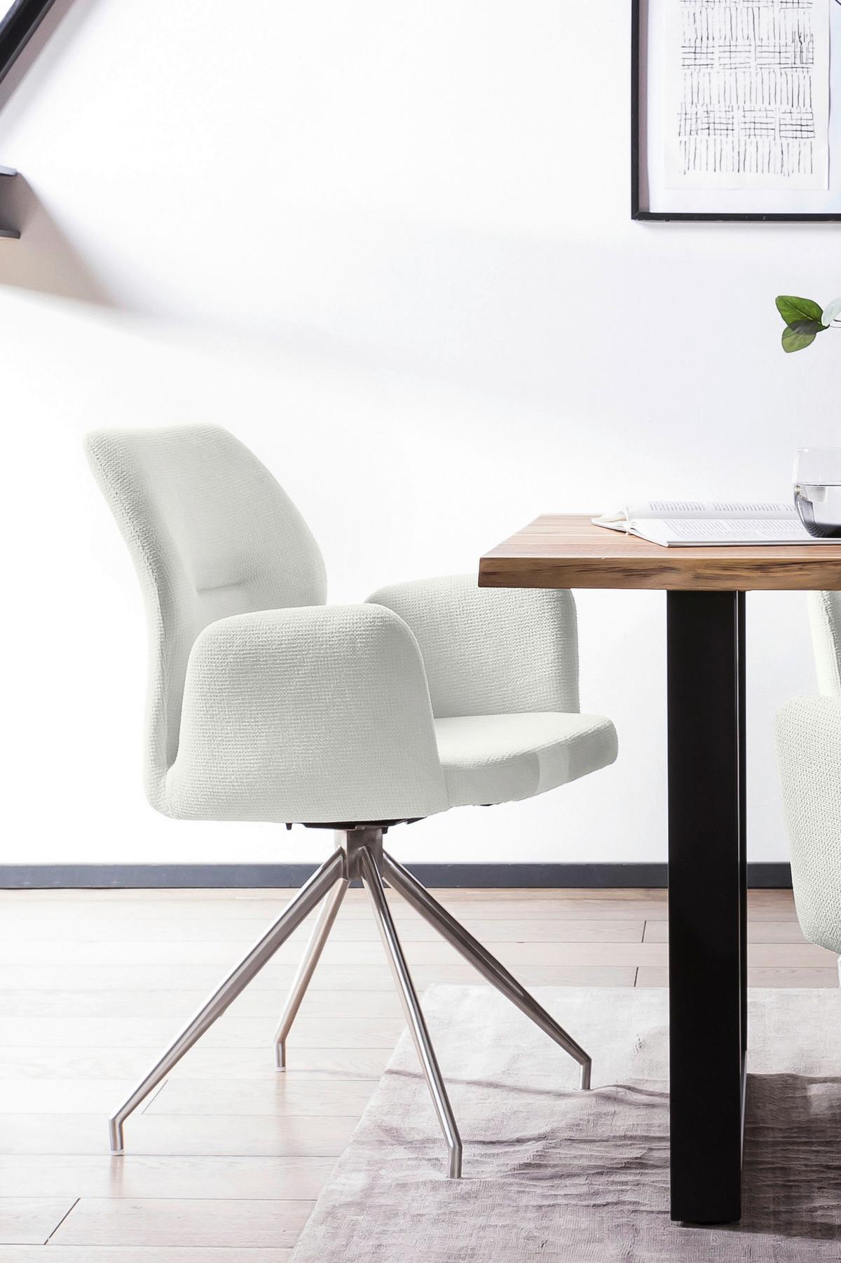 Naslanjač Sofija, Krem Barva, Vrtljiv - srebrne barve/krem barve, Moderno, kovina/tekstil (60/89/62cm) - Livetastic