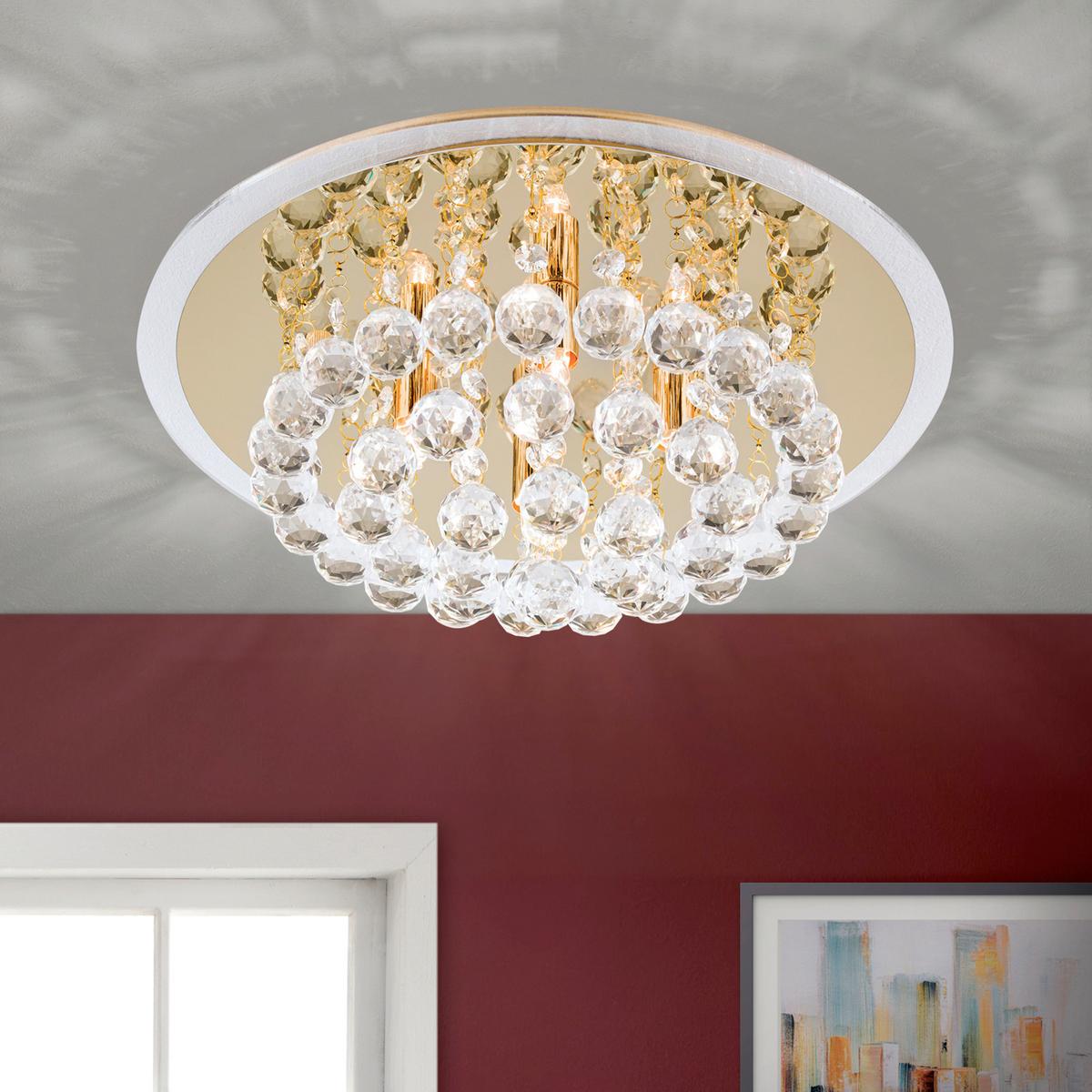 KRYSZTAŁOWA LAMPA SUFITOWA DLU 2378/4/38 GLORIA - kolor złoty, Lifestyle, metal/szkło (38/15cm)