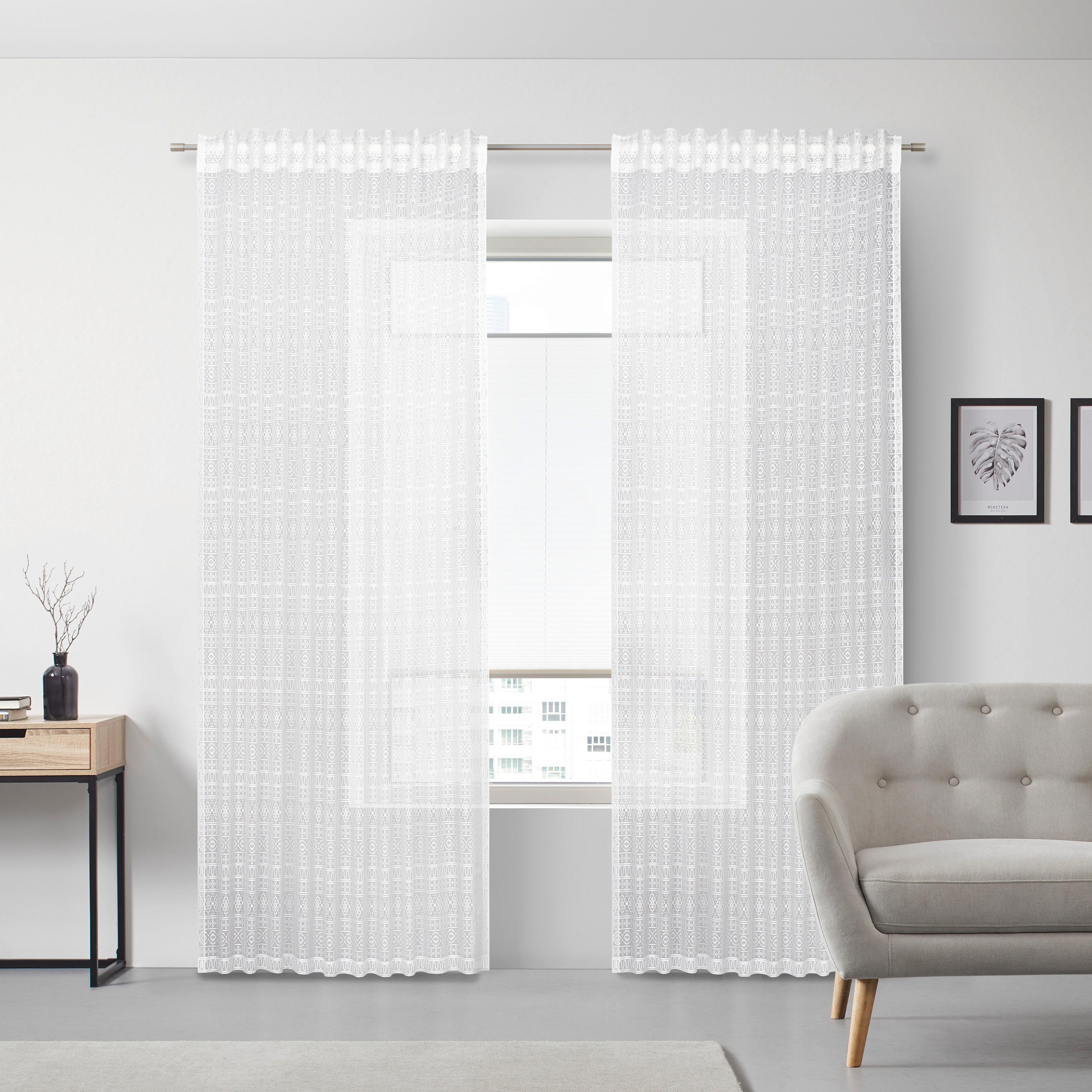GARDINLÄNGD THERESA - vit, Romantik / Lanthus, textil (140/245cm) - Zandiara