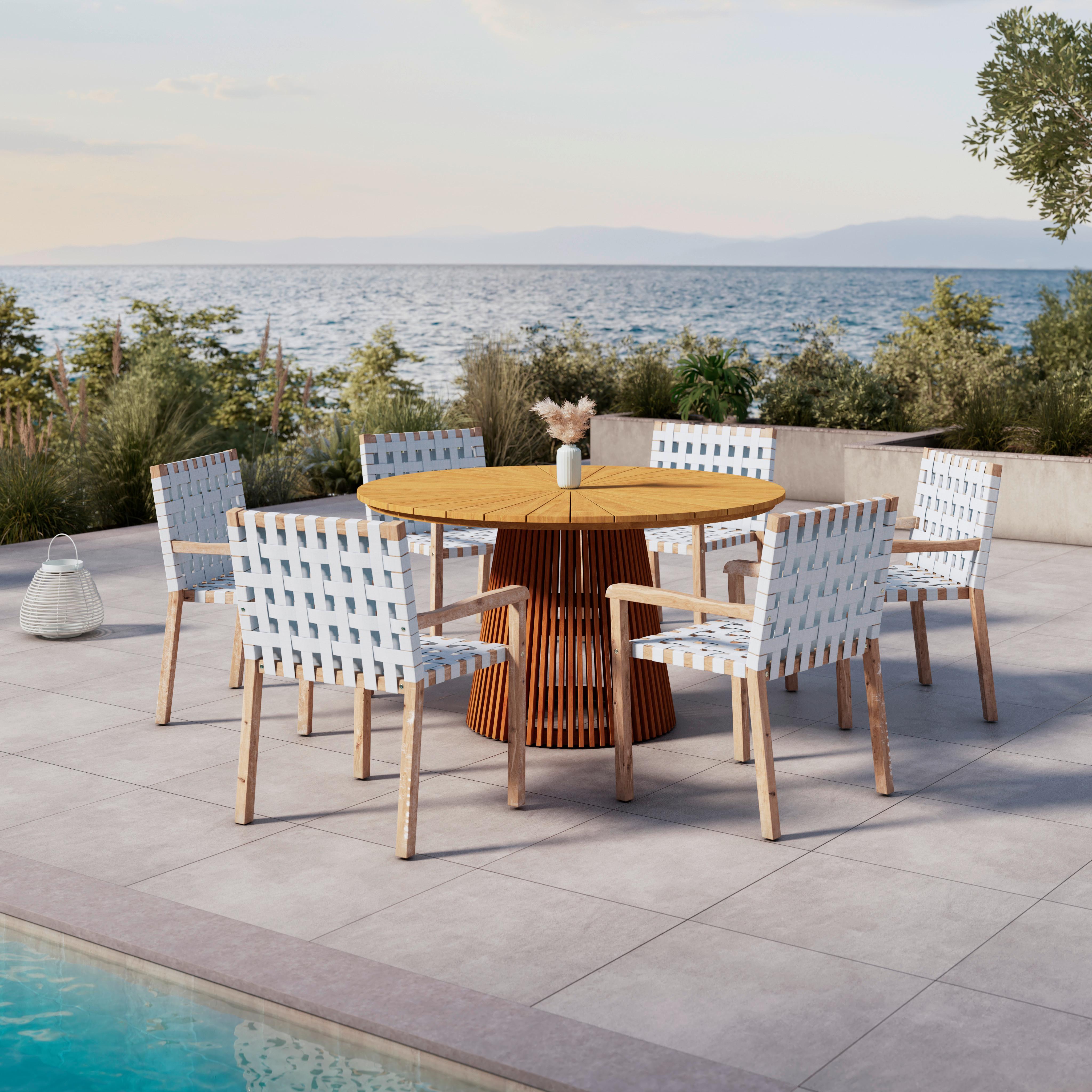 Gartensessel-Set 2-er Set Lauria Creme Holz/Textil - Creme/Akaziefarben, MODERN, Holz/Textil (58,5/84/60cm) - Bessagi Garden