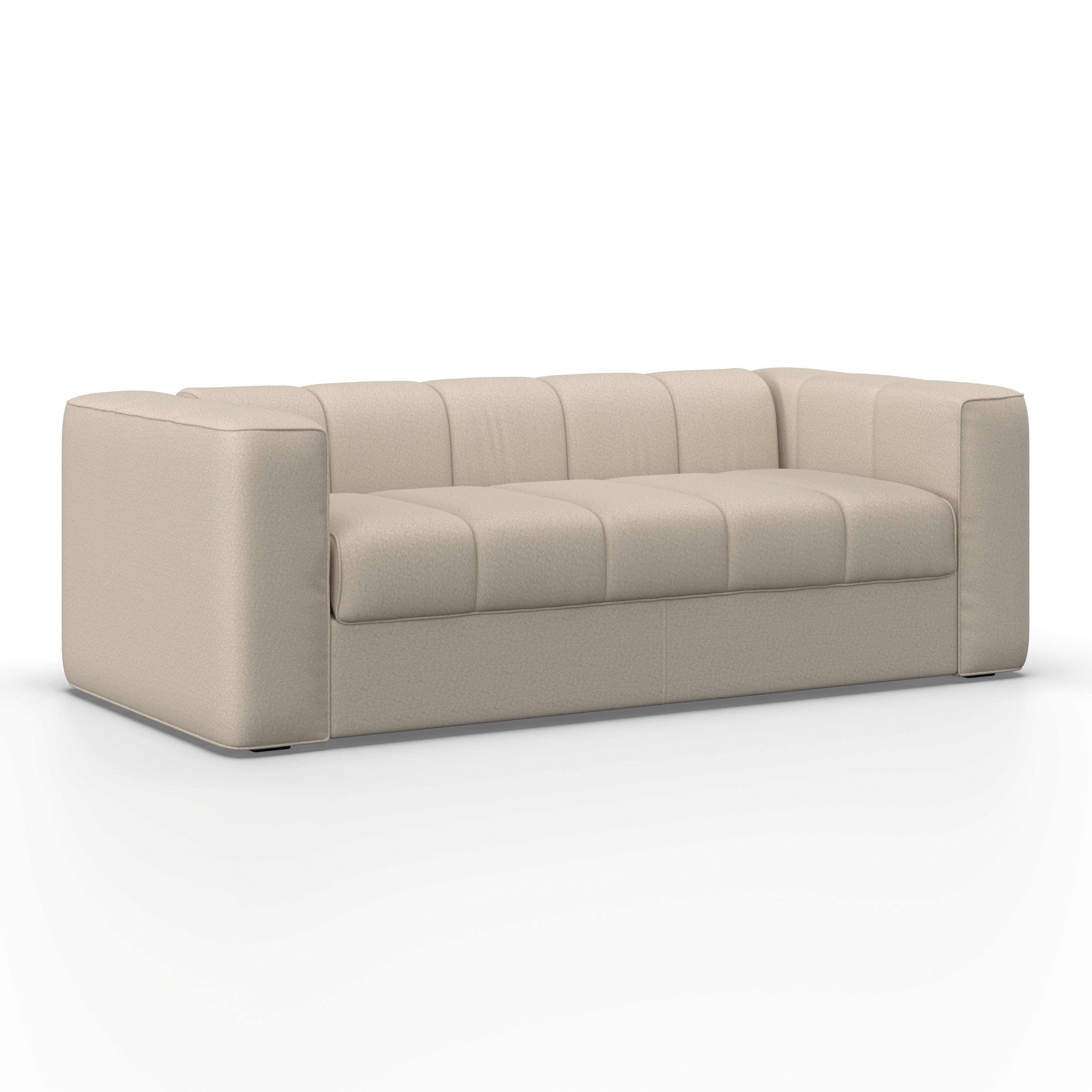 Schlafsofa Miranda Bouclé Beige - Beige/Schwarz, MODERN, Holz/Holzwerkstoff (207/71/98cm) - Bessagi Home