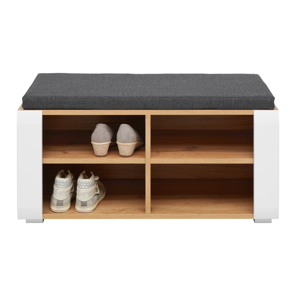 Garderobenbank in Grau/Weiß/Eichefarben - Konventionell, Holzwerkstoff (84/42/40cm) - Mömax