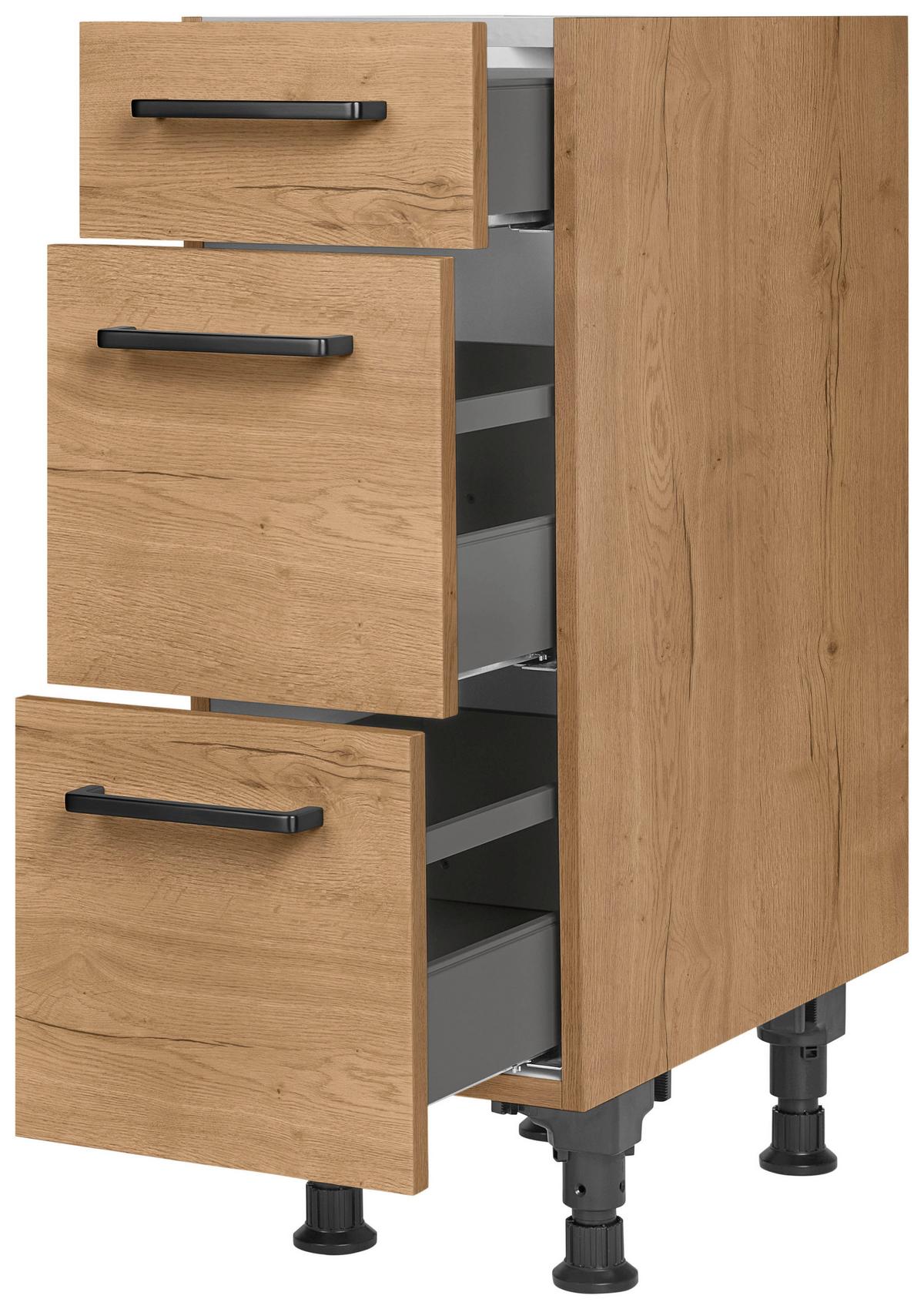 Schubkastenunterschrank Structura Eiche - Eichefarben/Schwarz, MODERN, Holzwerkstoff/Metall (30/87/56cm) - Nobilia