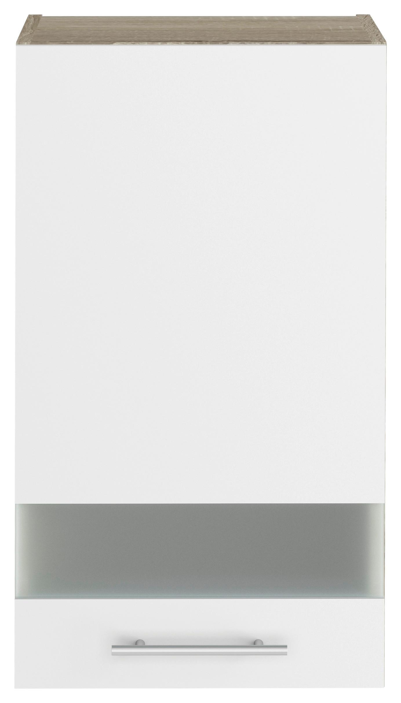 Konyhai Faliszekrény Corina - Sonoma tölgy/alumíniumszínű, Modern, műanyag/Üveg (40/72,4/34,6cm)