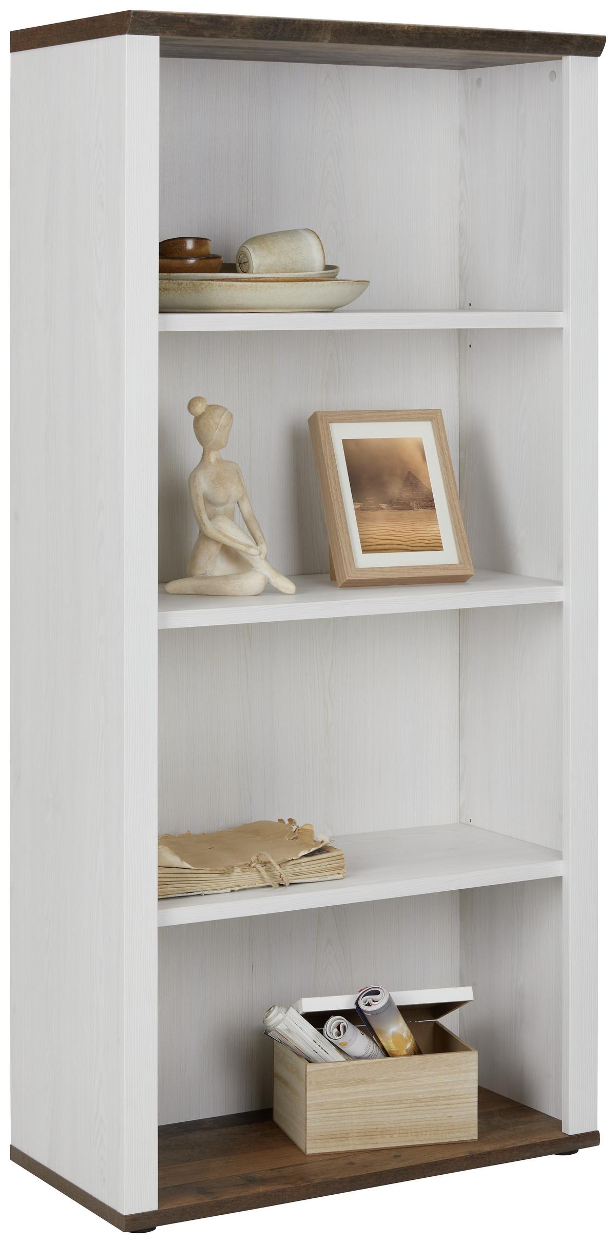 Regal in Weiss/Dunkelbraun - Weiss/Dunkelbraun, Romantik / Landhaus, Holzwerkstoff (76/163/38cm) - Zandiara