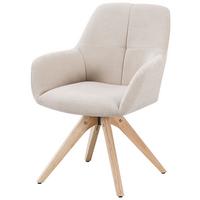 Naslanjač Woody, Bež, Vrtljiv - bež/naravne barve, Trend, tekstil/les (64/83/61cm)