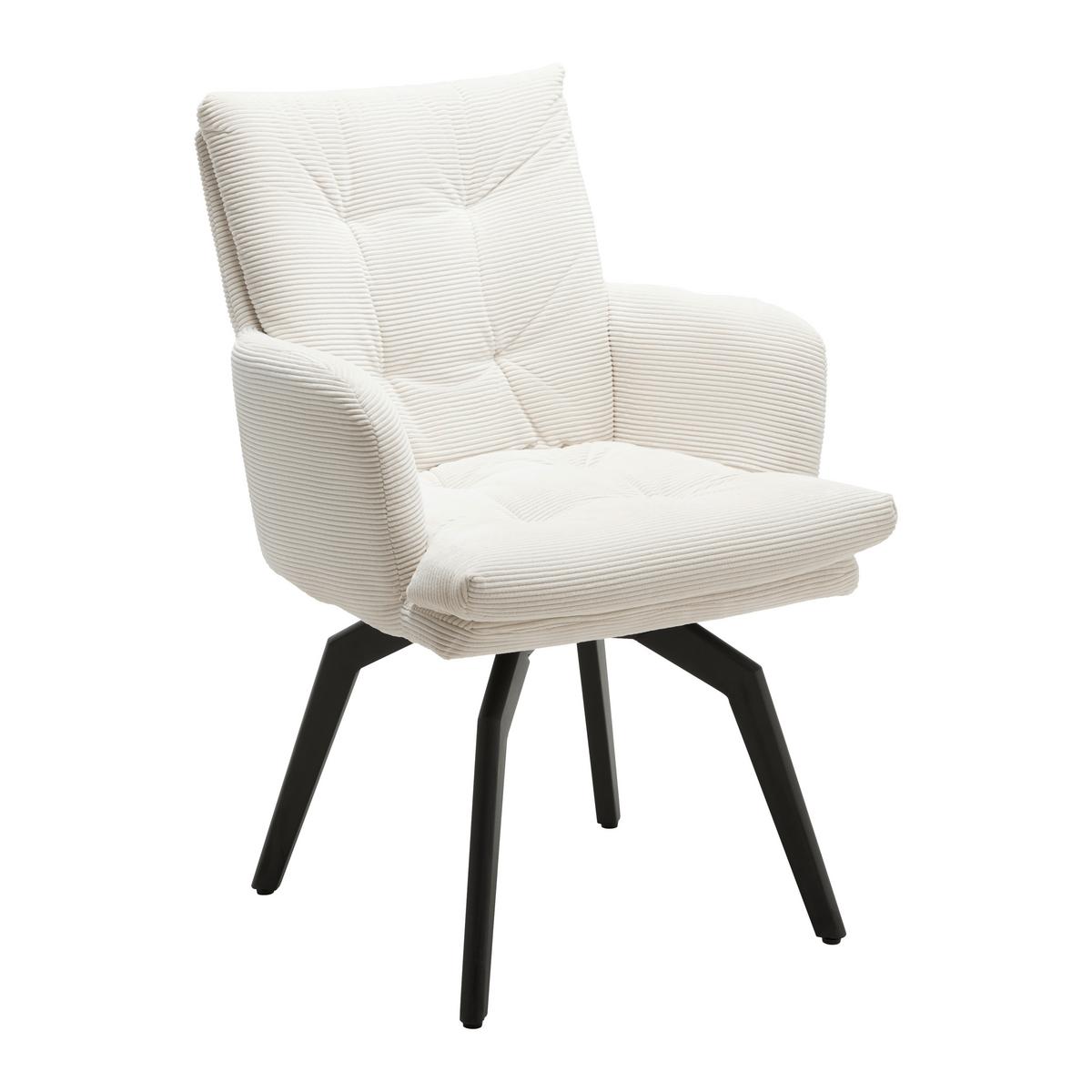 Karosszék Hanna - fekete/fehér, Modern, textil/fém (60/88/64cm) - Mömax