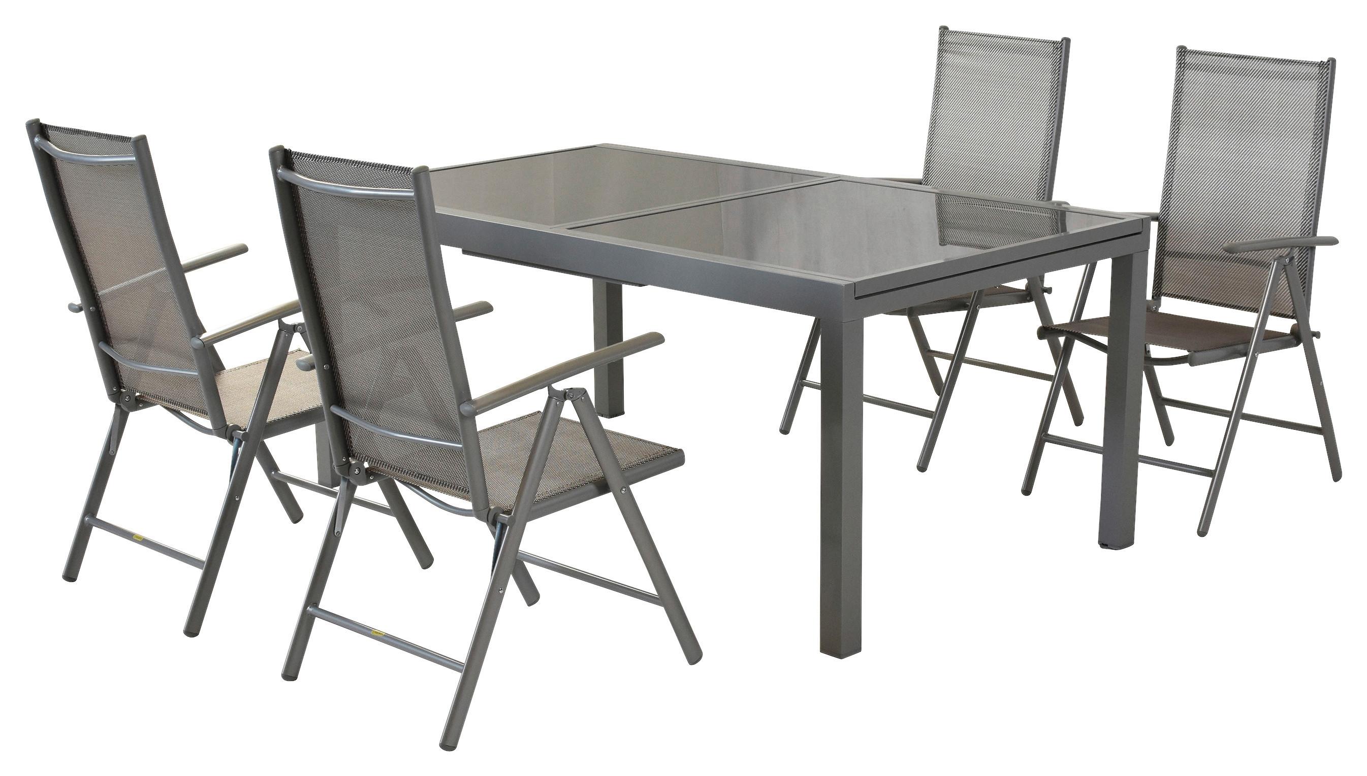 GARTENSET AMALFI - Silberfarben/Braun, MODERN, Textil/Metall - Gardenson