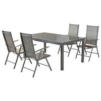 GARTENSET AMALFI - Silberfarben/Braun, MODERN, Textil/Metall - Gardenson