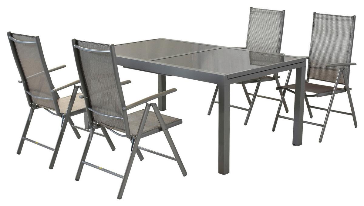 GARTENSET AMALFI - Silberfarben/Braun, MODERN, Textil/Metall - Gardenson