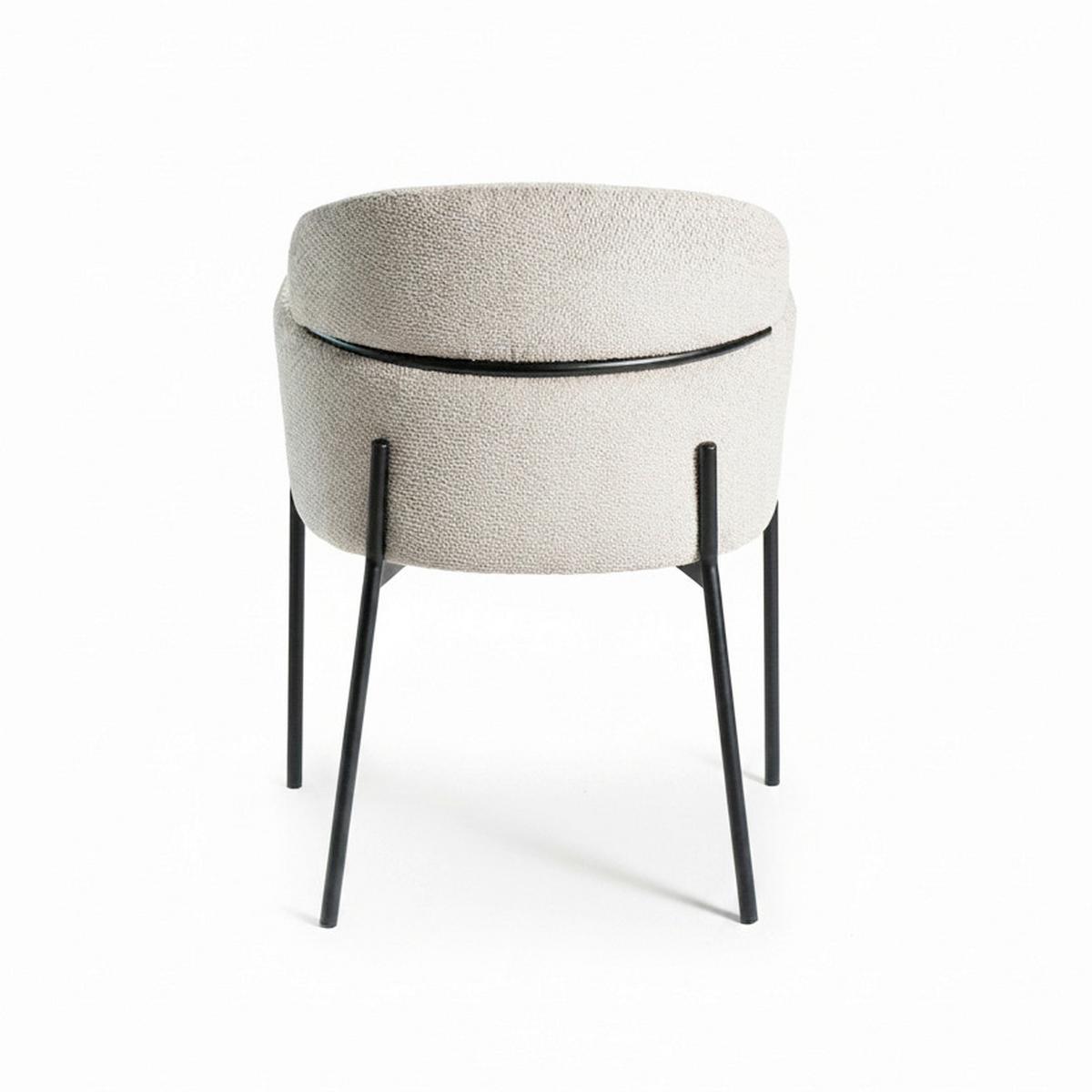 Armlehnstuhl Chloe Greige Webstoff Gepolstert - Greige/Schwarz, MODERN, Textil/Metall (62/79/59,5cm) - Bessagi Home