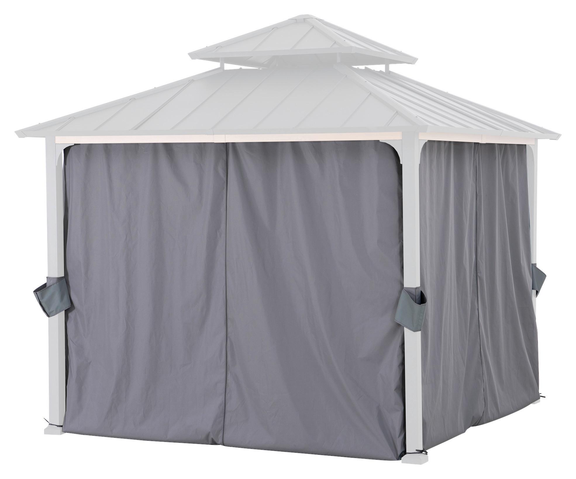 Pavillon-Seitenteil Gazebo Vorhang für 300x300cm, 4 Stk. - Grau, Basics, Kunststoff (265null) - Modante