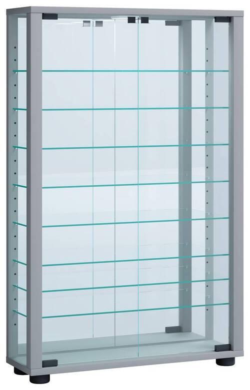 Hängevitrine Vitrosa ca. 59x91x18 cm Silberfarben - Silberfarben/Schwarz, MODERN, Glas/Holzwerkstoff (59/91,3/18cm) - MID.YOU