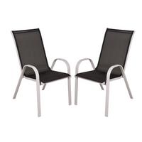 GARTENSTUHL-SET STAPELSTUHL RIONA GRAU,2ER SET - Schwarz/Grau, MODERN, Kunststoff/Metall (55/94/73cm) - Gardenson