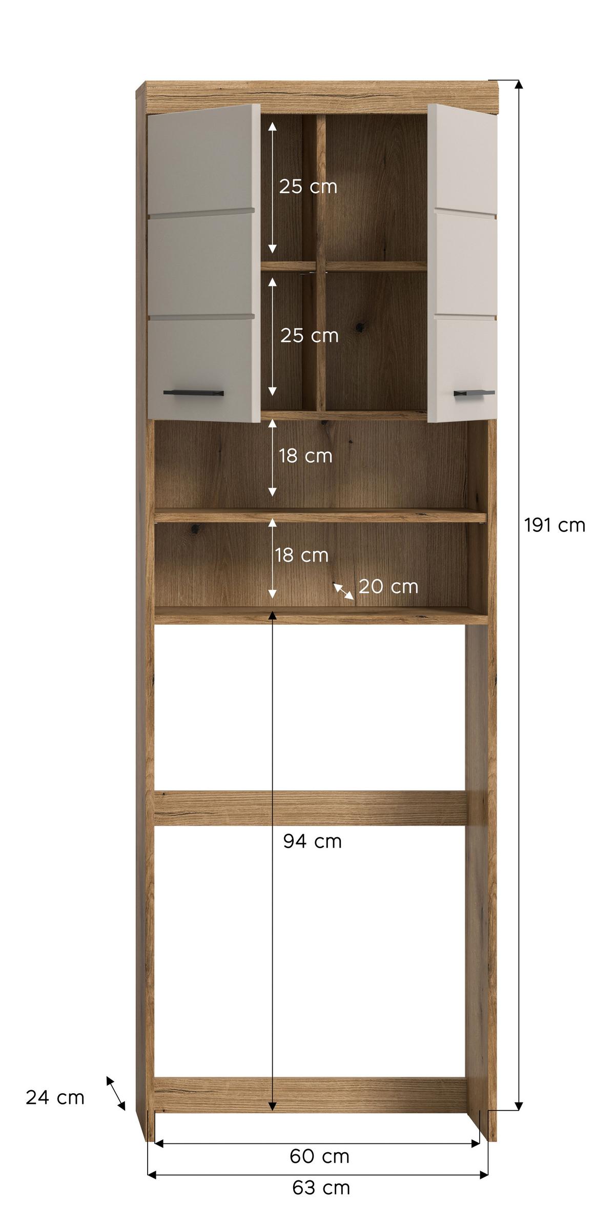 Waschmaschinenschrank Scout ca. 63x191 cm Kaschmir - Kaschmir/Schwarz, MODERN, Holzwerkstoff/Kunststoff (63/191/34cm) - MID.YOU