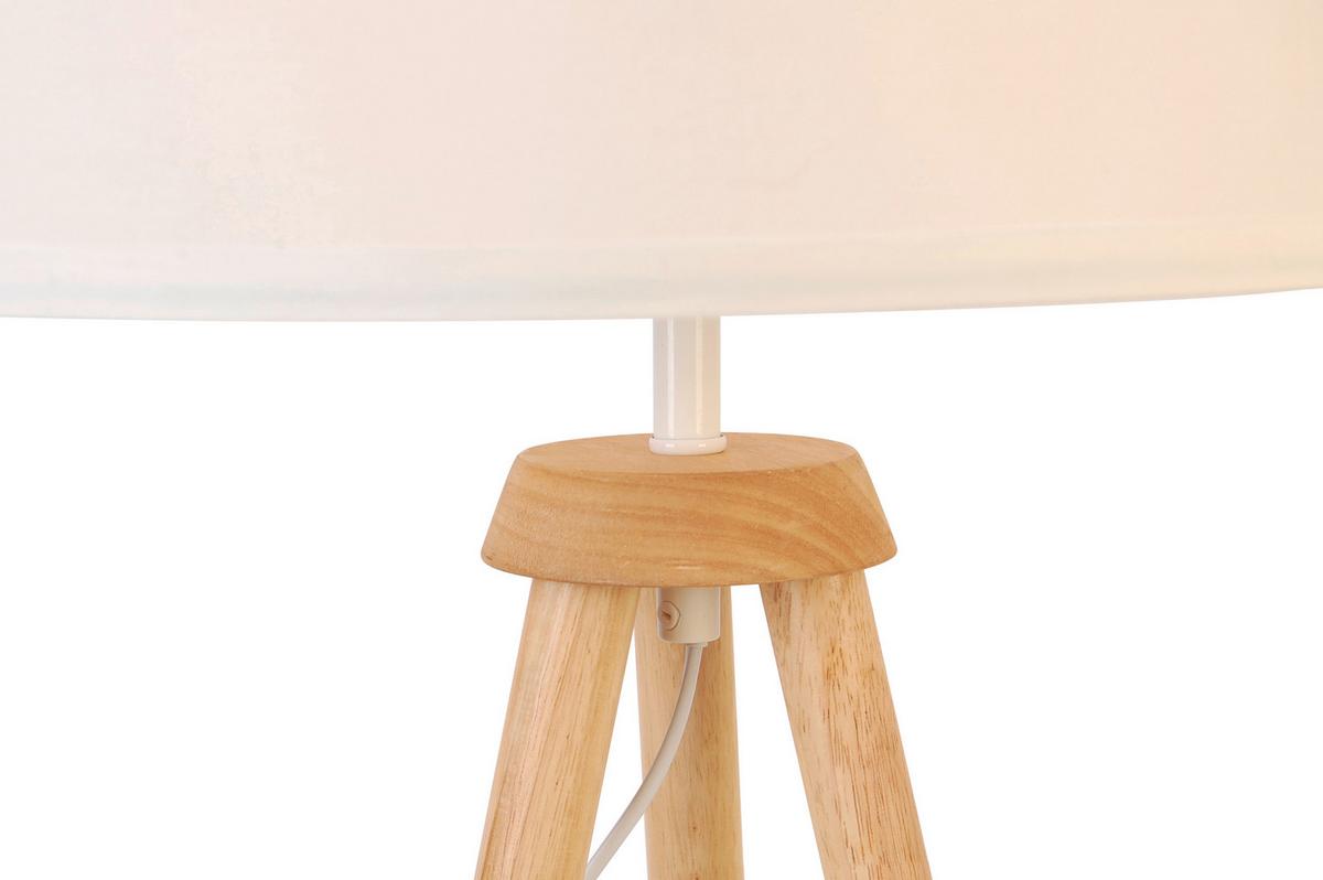 LAMPA STOJĄCA WOOD - kolor orzechowy/biały, Trend, tworzywo sztuczne/tkanina (45/153cm) - Novel